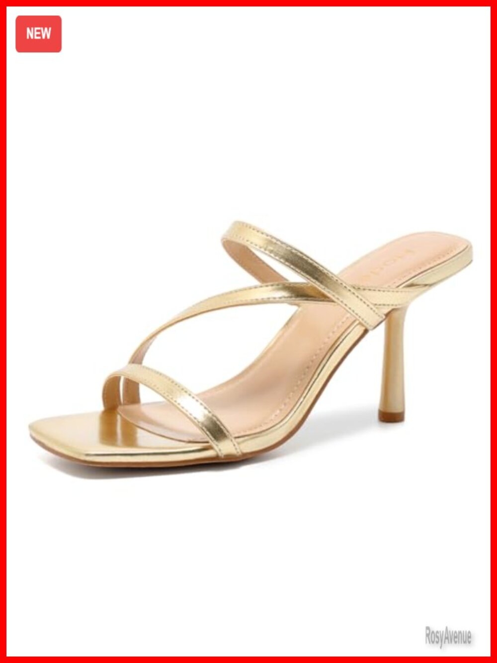 Kitten Heels Open Toe Strappy Slide Sandals 3 Inch Faux Leather